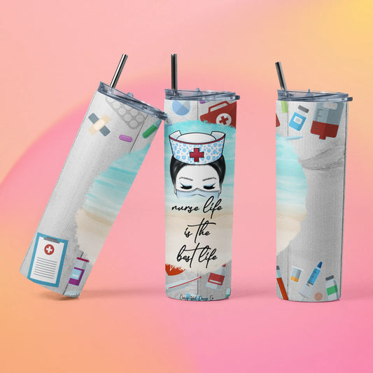 CUSTOMIZABLE NURSE LIFE HOT AND COLD TUMBLER - Crazy Kat Design Co