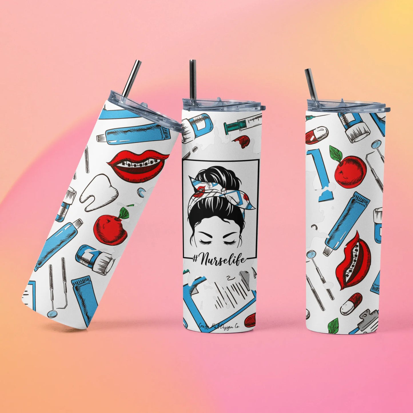 CUSTOMIZABLE Team ORTHO NURSE, DENTAL NURSE life HOT AND COLD TUMBLER - Crazy Kat Design Co