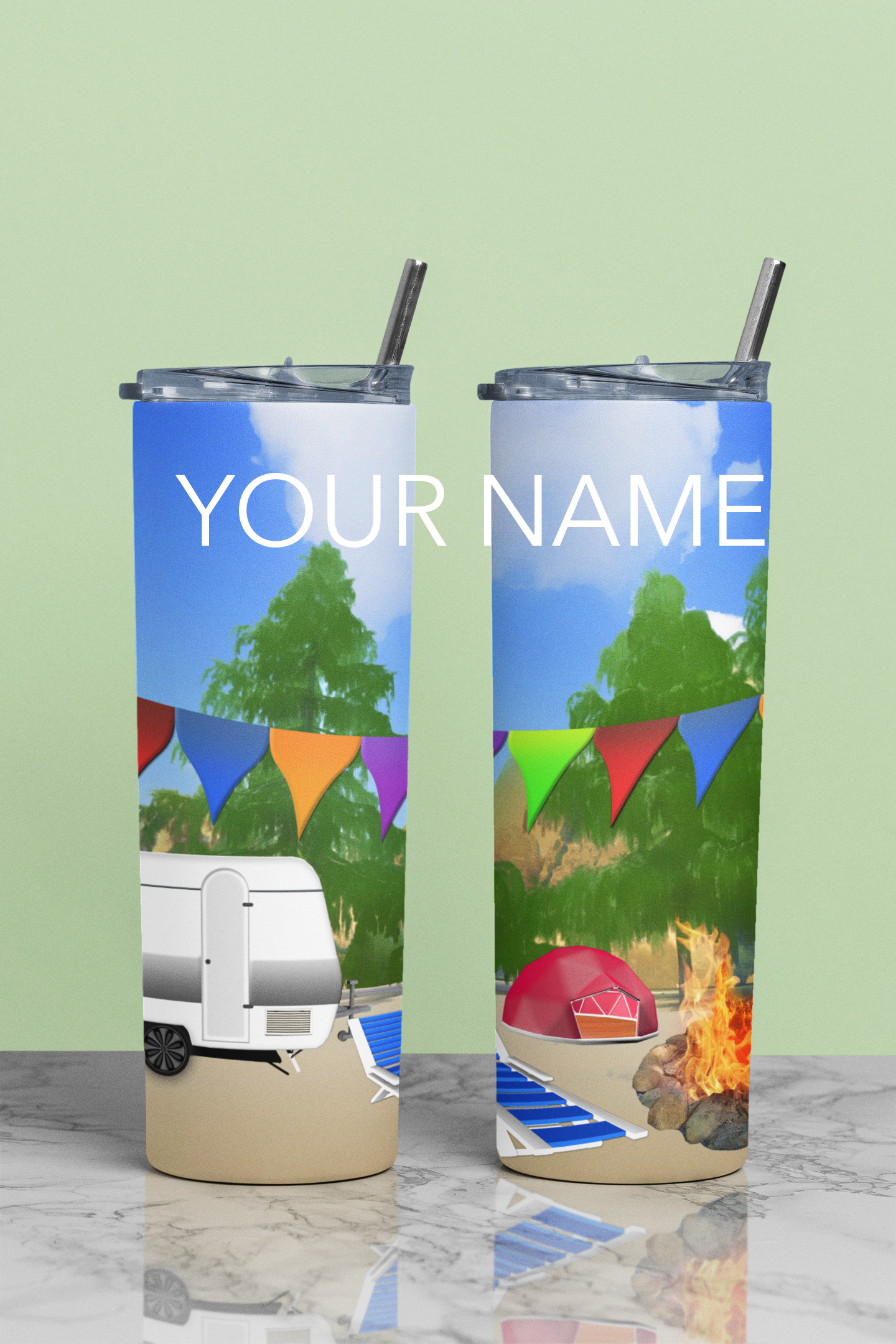 CUSTOMIZABLE CAMPING HOT AND COLD TUMBLER