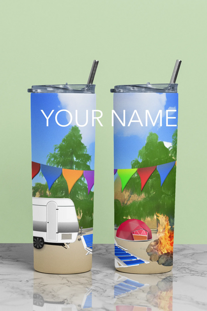 CUSTOMIZABLE CAMPING HOT AND COLD TUMBLER - Crazy Kat Design Co