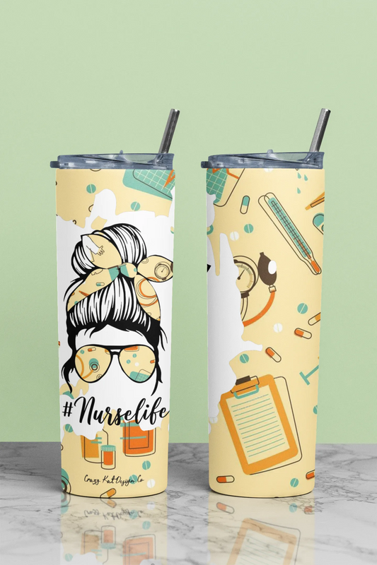 CUSTOMIZABLE NURSE LIFE GREEN SCRUBS TUMBLER - Crazy Kat Design Co