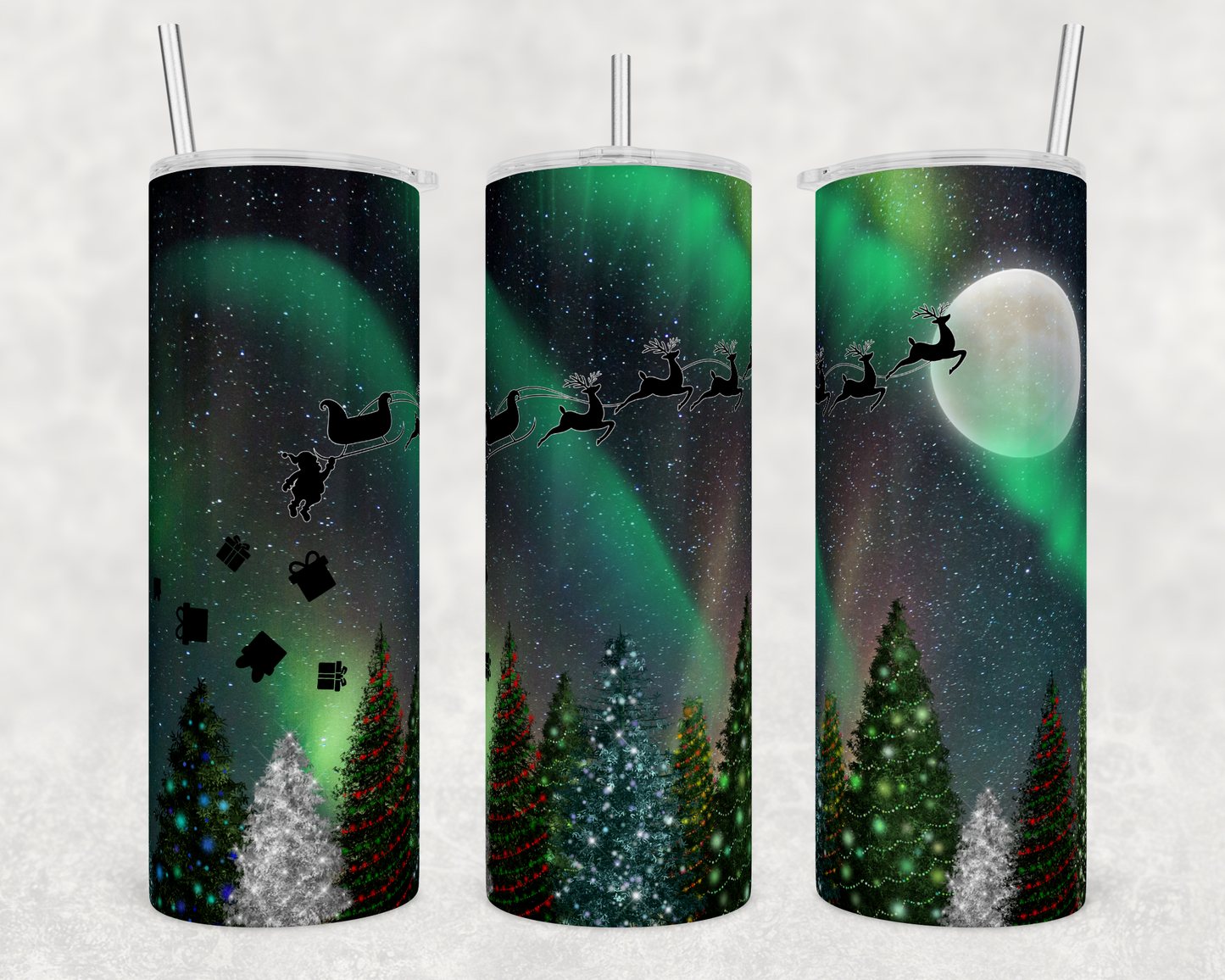 CUSTOMIZABLE SANTAS SLEIGH HOT AND COLD TUMBLERS - Crazy Kat Design Co