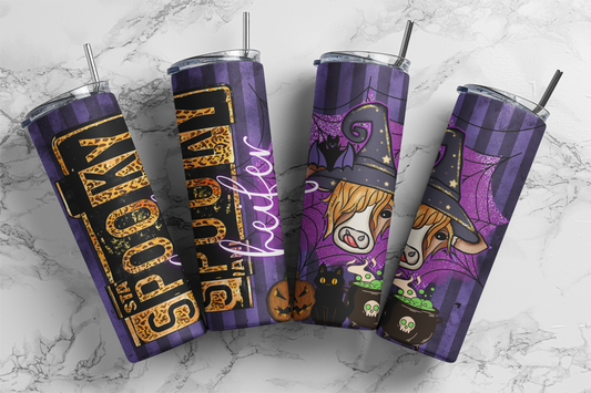CUSTOMIZABLE SPOOKY HEIFER HOT AND COLD TUMBLERS