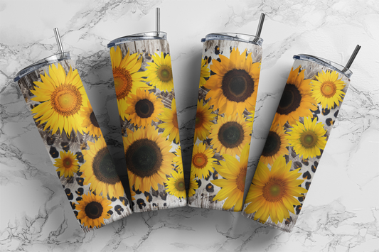 CUSTOMIZABLE RUSTIC SUNFLOWERS HOT AND COLD TUMBLERS