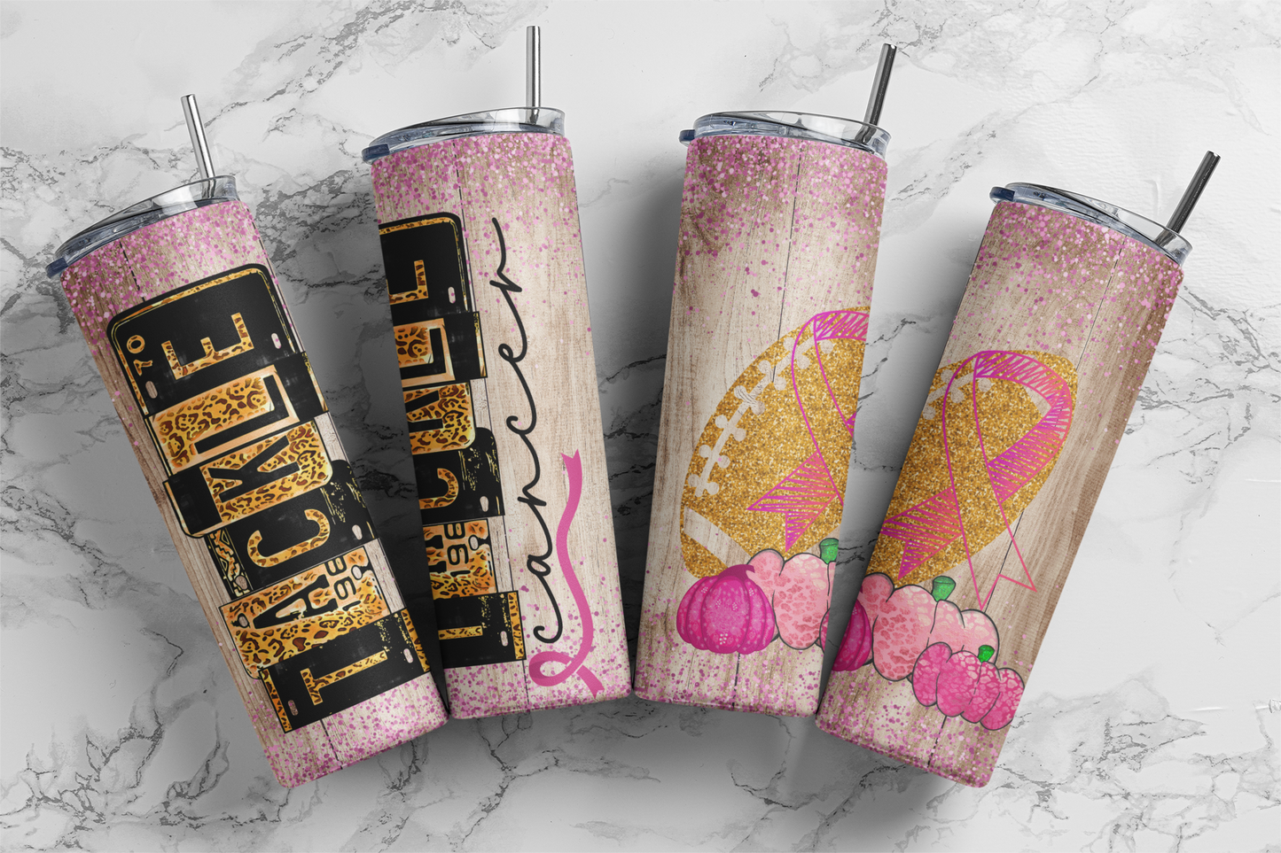 CUSTOMIZABLE FOOTBALL BATTLE CANCER HOT AND COLD TUMBLERS