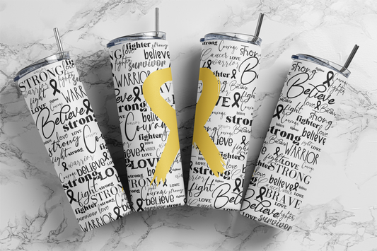 CUSTOMIZABLE YELLOW RIBBON HOT AND COLD TUMBLERS - Crazy Kat Design Co